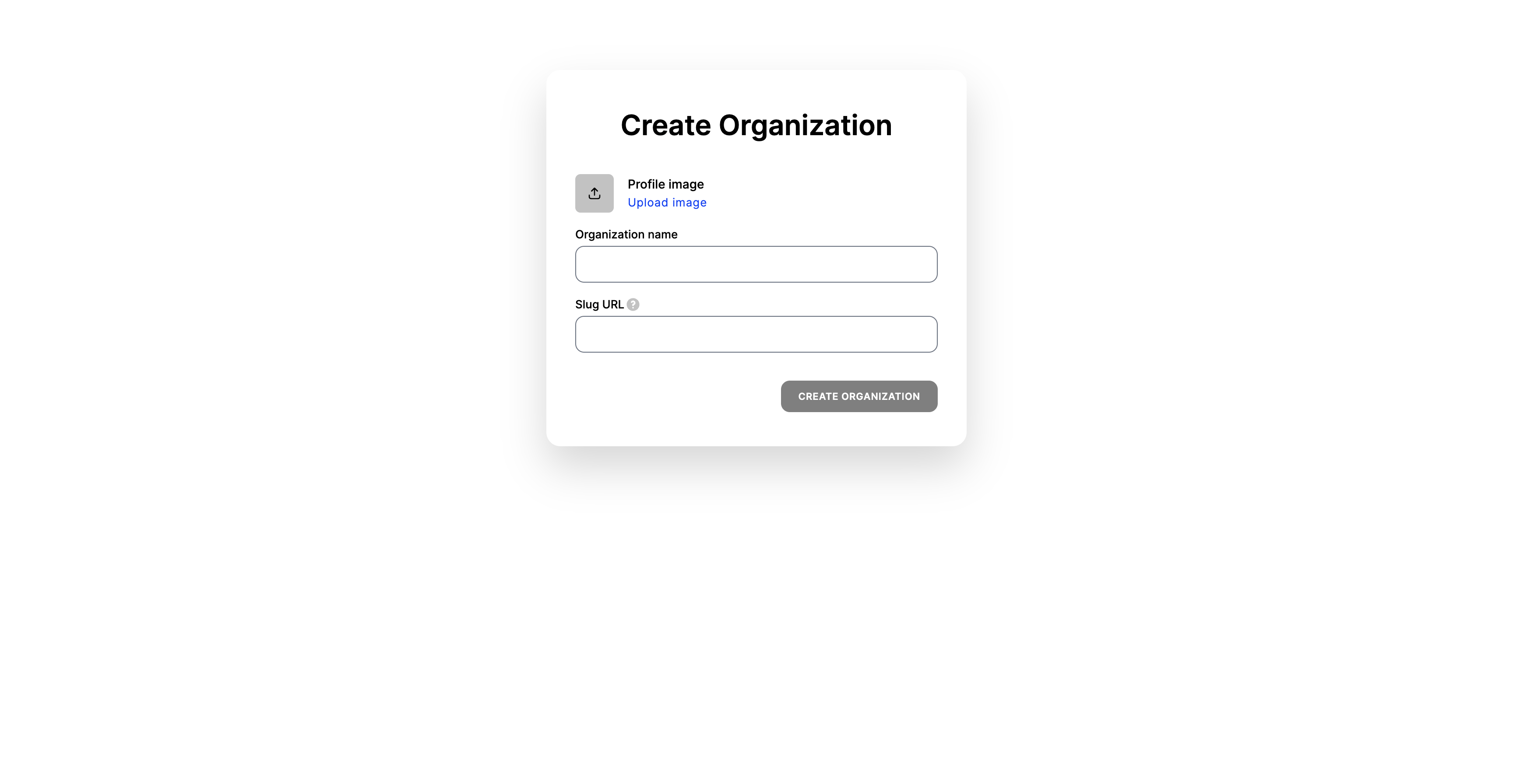 Create organization page